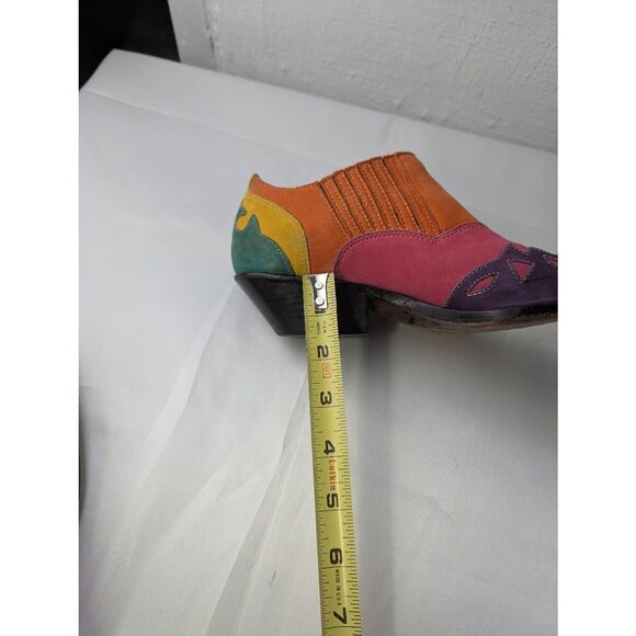 Circle S Corral Rainbow Multi Color Cowgirl Western Low Boots sz 7.5 - Picture 7 of 8